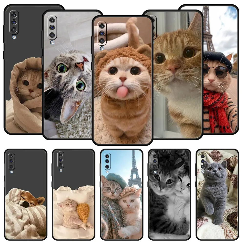Funda divertida de dibujos animados para perros y gatos, funda para Samsung A54 A52 A24 A14 A50 A70 A10 A30 A40 A20S A20E A06 A12 A22 A34 A42 A32 5G A04s A16