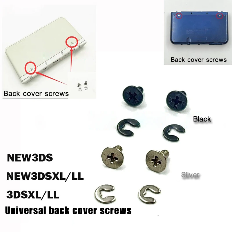 1 par de tornillos de cubierta de batería para consola nueva 3DS XL