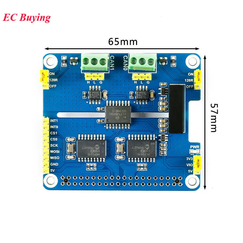 Sombrero de expansión CAN aislado de 2 canales MCP2515 SN65HVD230 circuito de protección multi integrado para Raspberry Pi STM32 RS485 CAN HAT - imagen 4