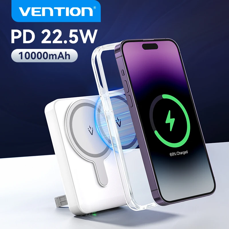 Vention 10000mAh Power Bank magnético portátil PD 22,5 W carga inalámbrica rápida Mini PowerBank para iPhone 15 Pro Max 14 13 12