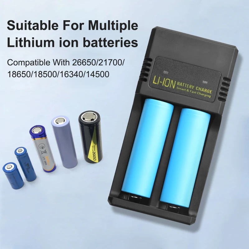 Cargador de batería 18650, cargador de batería portátil tipo C con 1/2 ranuras, adaptador de cargador de litio recargable de 4,2 V para 18650 16340 14500 - imagen 3