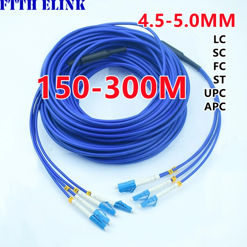 Cable de conexión de fibra blindado 4 núcleos SM 150-300m 4C SC LC FC ST UPC APC cable de puente óptico monomodo de 4 fibras FTTHELINK 200m 250Mtr