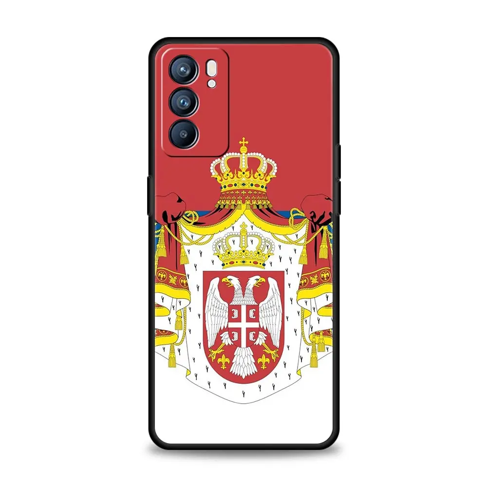 Funda de teléfono para Oppo Reno13 Reno12 Reno11 F Reno10 Pro A54 A53 A95 A76 A74 A57 A98 A80 A79 5G A78 4G, insignia de bandera de Serbia - imagen 2