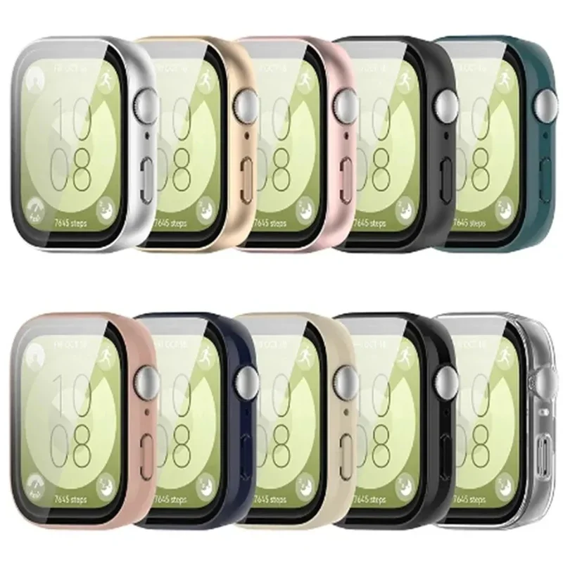 Funda para Huawei Watch Fit 3, accesorios, marco de parachoques de PC integral, cubierta protectora de pantalla de vidrio templado, correa HUAWEI fit 3 - imagen 2