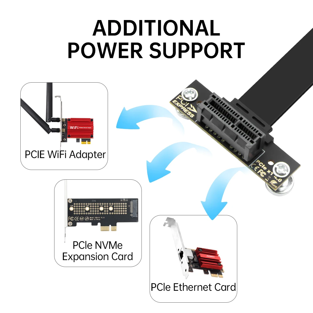 Cable elevador PCIe 4,0, tarjeta de extensión Flexible de 10cm x1 a x1 para montaje Vertical GPU, Mini ITX PC Build Compatible con PCIe 3,0/2,0 - imagen 2