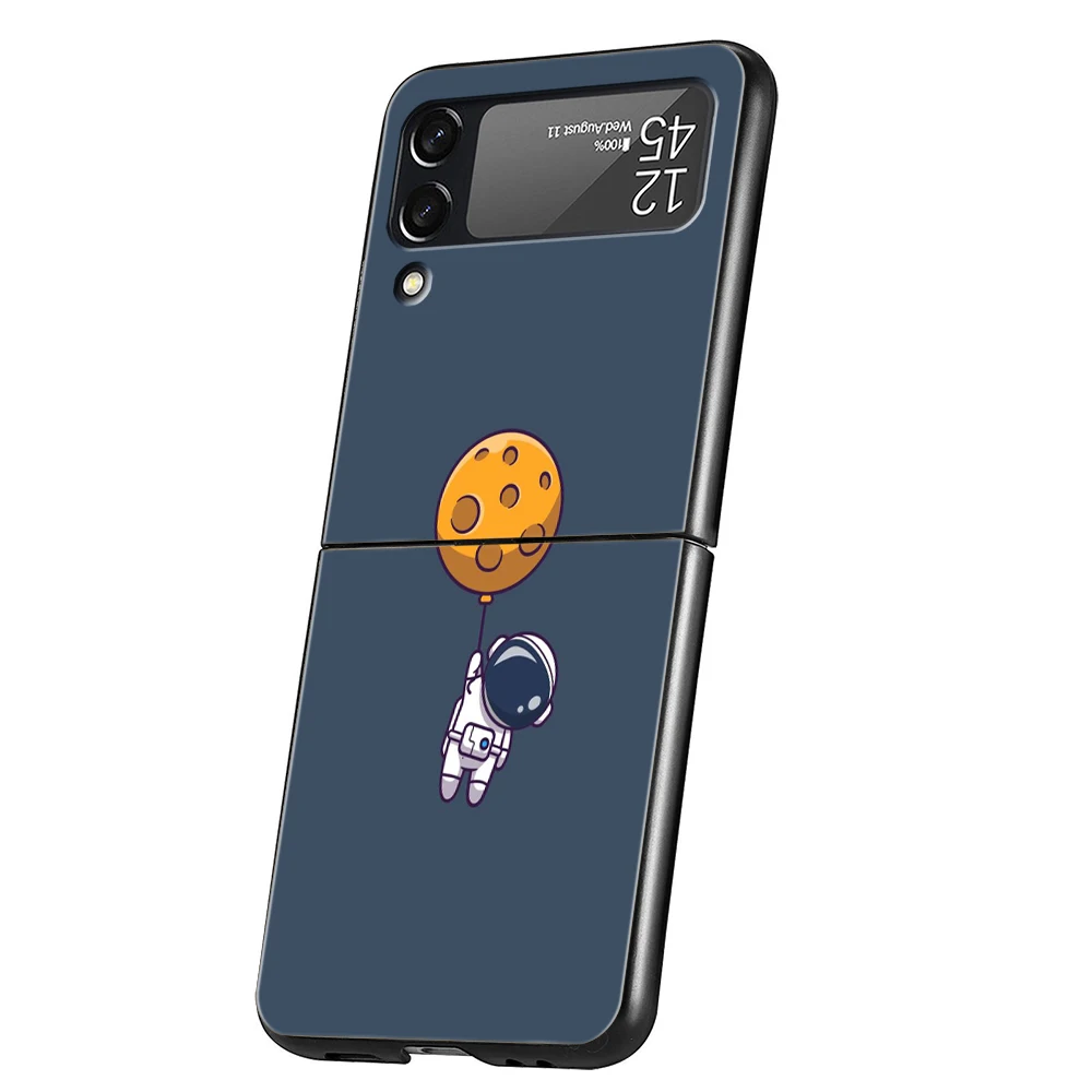 Preciosa funda de teléfono de astronauta para Samsung Galaxy Z Flip 3 4 5 6 7 PC plegable negro duro para Samsung Z Flip3 Flip4 Flip5 - imagen 5