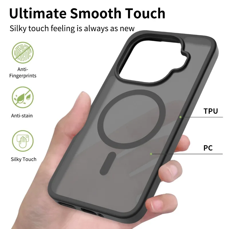 Para Xiaomi 15T Pro magnético mate translúcido PC + TPU funda a prueba de golpes para Xiaomi 15 T Mi15Tpro para Magsafe cubierta de carga inalámbrica - imagen 2