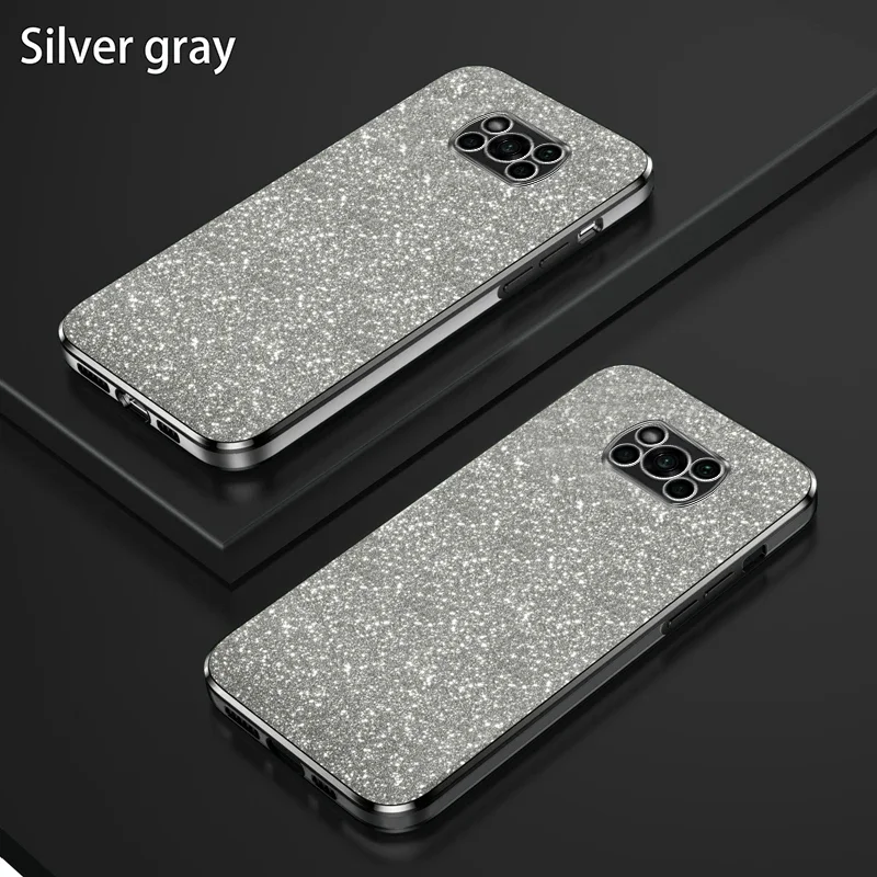 Funda de silicona chapada con purpurina brillante para Xiaomi Poco C75 C71 C65 X7 X6 X5 F6 M7 M6 F7 F5 Pro X3 F3 M5S cubierta trasera de lente de cámara - imagen 2