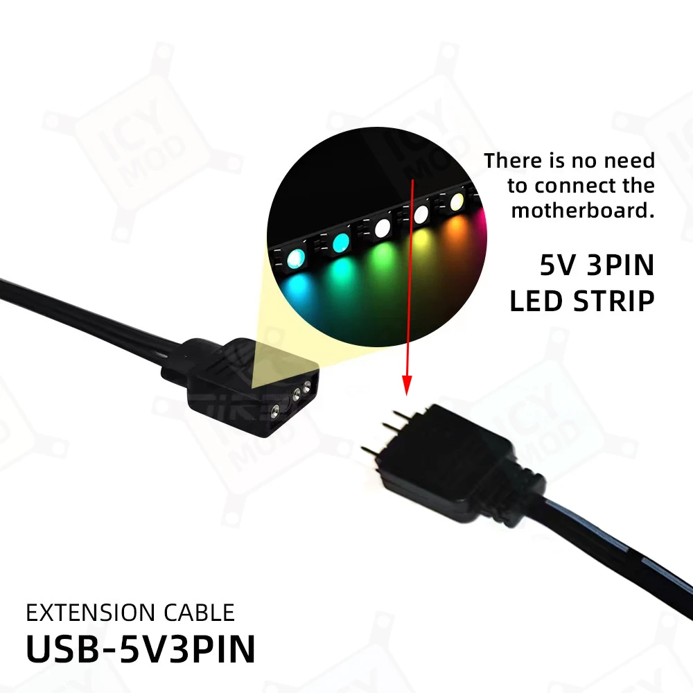 Controlador USB Adaptador convertidor de fuente de alimentación 5V3PIN Cable USB-ARGB Ajuste de ventilador de control manual - imagen 5