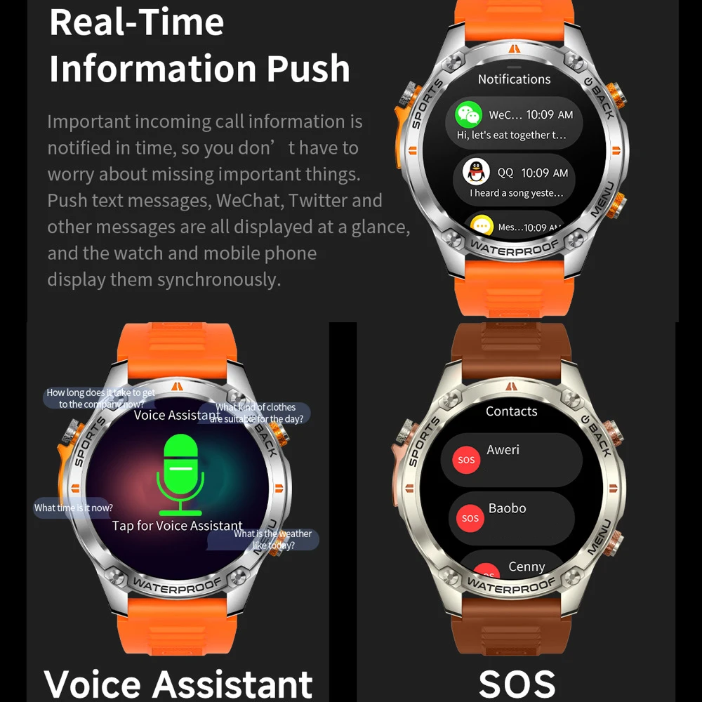Reloj inteligente GPS para exteriores, pantalla AMOLED, brújula, altímetro barométrico, álbum, llamada BT, relojes inteligentes, marcación de vídeo, recordatorio de información - imagen 5