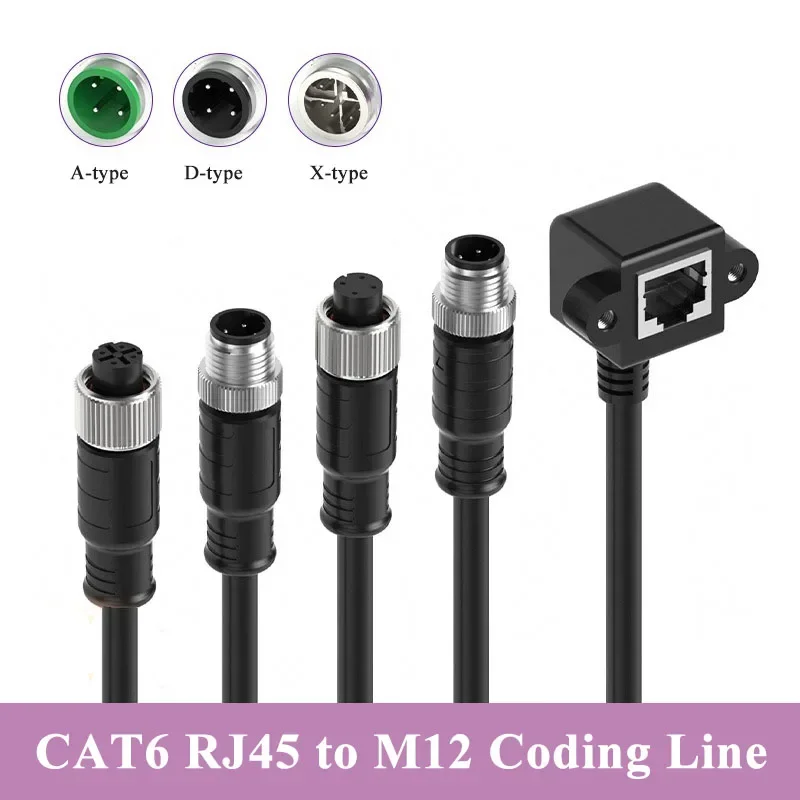 M12 4 8 12 pines tipo A/D/X a codificación RJ45 blindado Gigabit cadena de arrastre Cable de conexión línea cámara Industrial Cable de red - imagen 2