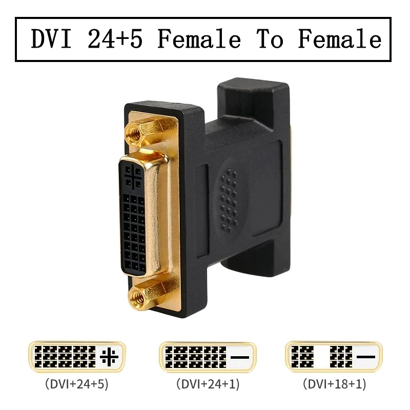 Conector de codo DVI 24 + 5, ángulo recto de 90 270 grados, adaptador de extensión de vídeo DVI a DVI macho a macho hembra a hembra