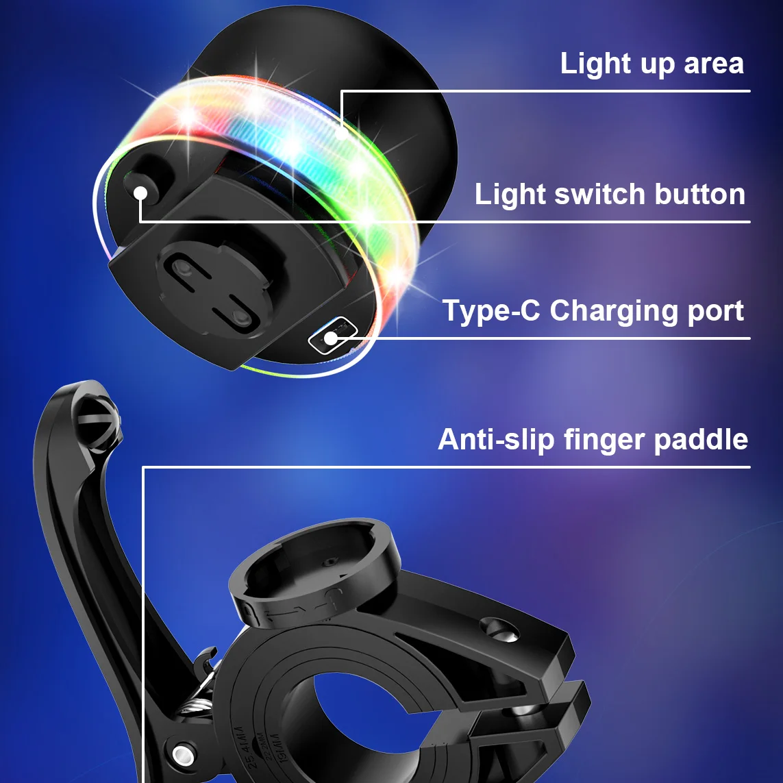 RGEEK-timbre LED recargable para bicicleta de montaña, aleación de aluminio, alarma de advertencia de seguridad, timbre para manillar de ciclismo, bocina para bicicleta - imagen 5