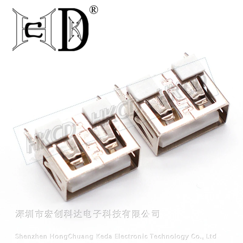 5 uds cuerpo corto USB inserción directa vertical A-hembra AF 10,0 H 180 grados pegamento blanco 2,0 interfaz USB conector DIY - imagen 3