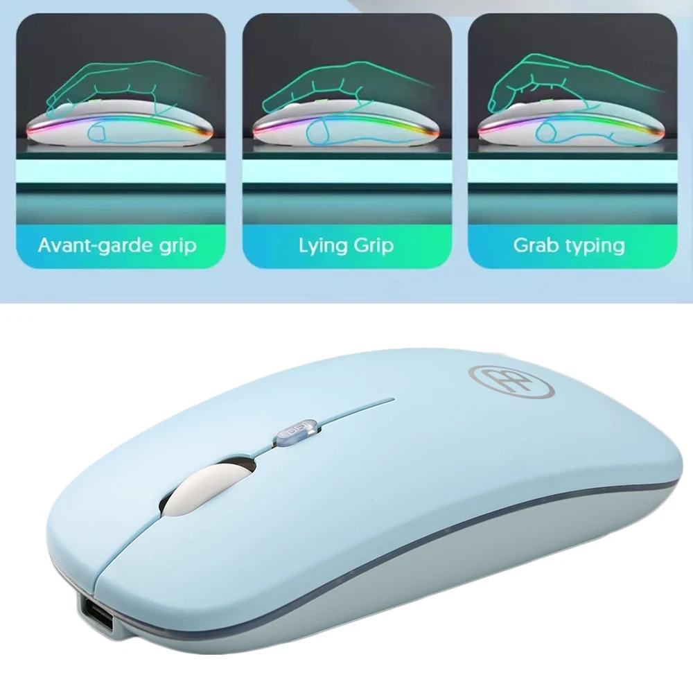 Ratón Compatible con Bluetooth, ratón inalámbrico de 2,4 GHz, ratón silencioso recargable, ratón USB retroiluminado con LED para juegos, 1600DPI para PC, Mac y tableta - imagen 5