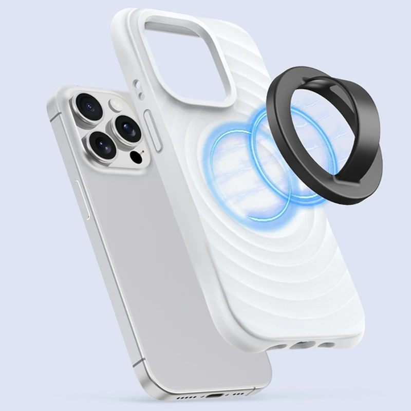 Soporte magnético para anillo de teléfono, accesorio de agarre, anillo magnético extraíble para teléfono, soporte de anillo de silicona líquida resistente al agua - imagen 3