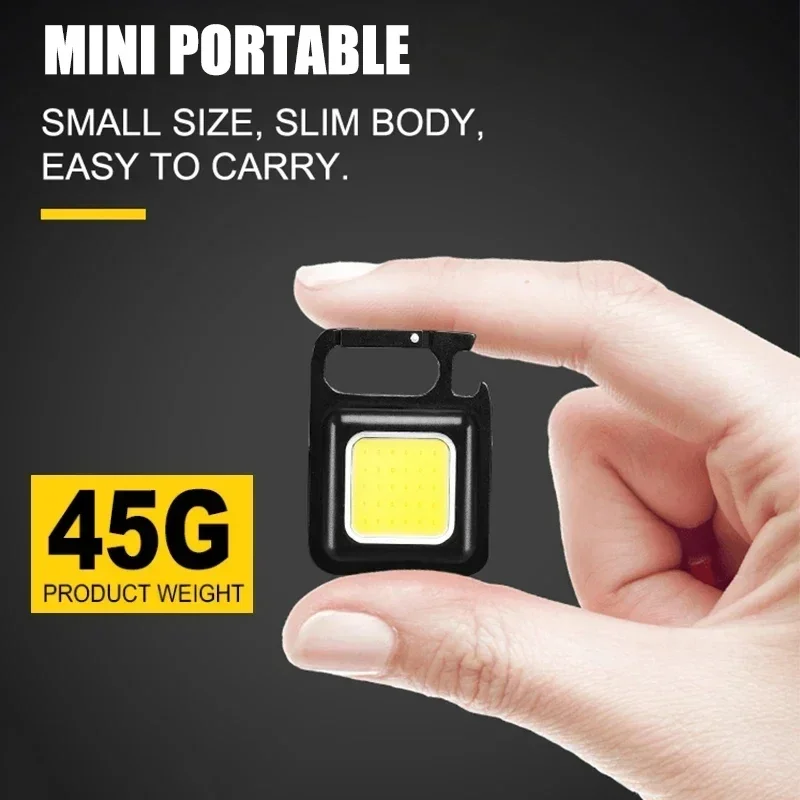 Mini linterna LED COB, llavero EDC superbrillante, luz de emergencia para exteriores, lámpara de bolsillo para acampar con sacacorchos magnético trasero - imagen 5
