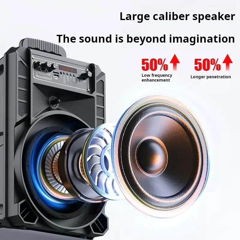 Altavoz Bluetooth de 300W, Subwoofer de 6,5 pulgadas, altavoz de Karaoke, Pilar para exteriores, altavoz de baile cuadrado multifuncional móvil, TF, AUX, USB - imagen 3