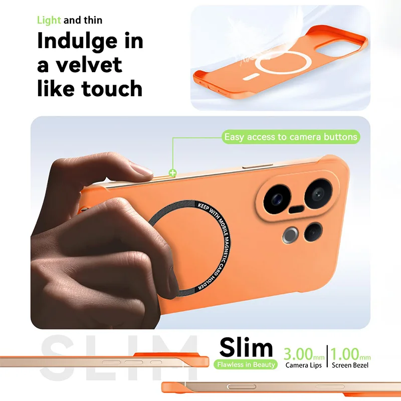 Funda magnética delgada para VIVO X200 FE X200FE 5G V2503, funda de teléfono sin marco, mate, antiarañazos, cubierta dura para PC, armadura sin bordes a prueba de golpes - imagen 5