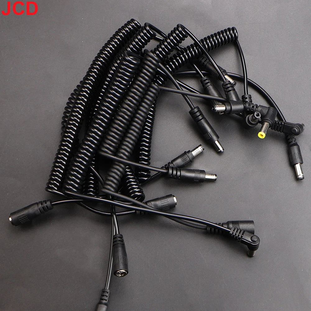 JCD 1 pieza DC 5,5mm x 2,1mm macho a hembra Cable en espiral de alimentación DC 5,5x2,5mm Cable de resorte de extensión para tira de LED CCTV - imagen 2