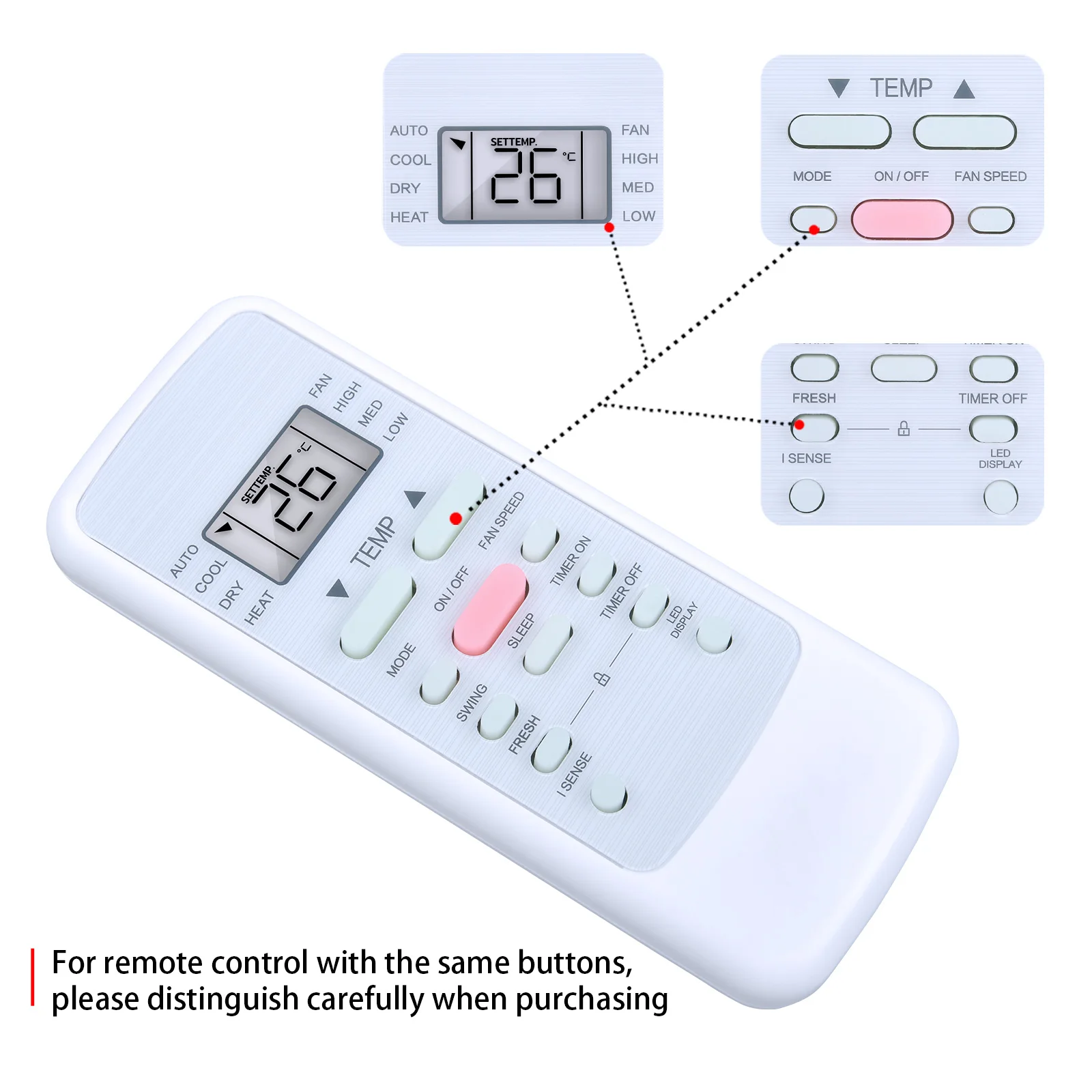 Nuevo Control remoto RG51 para aire acondicionado Midea RG51H1(2)/EF - imagen 5