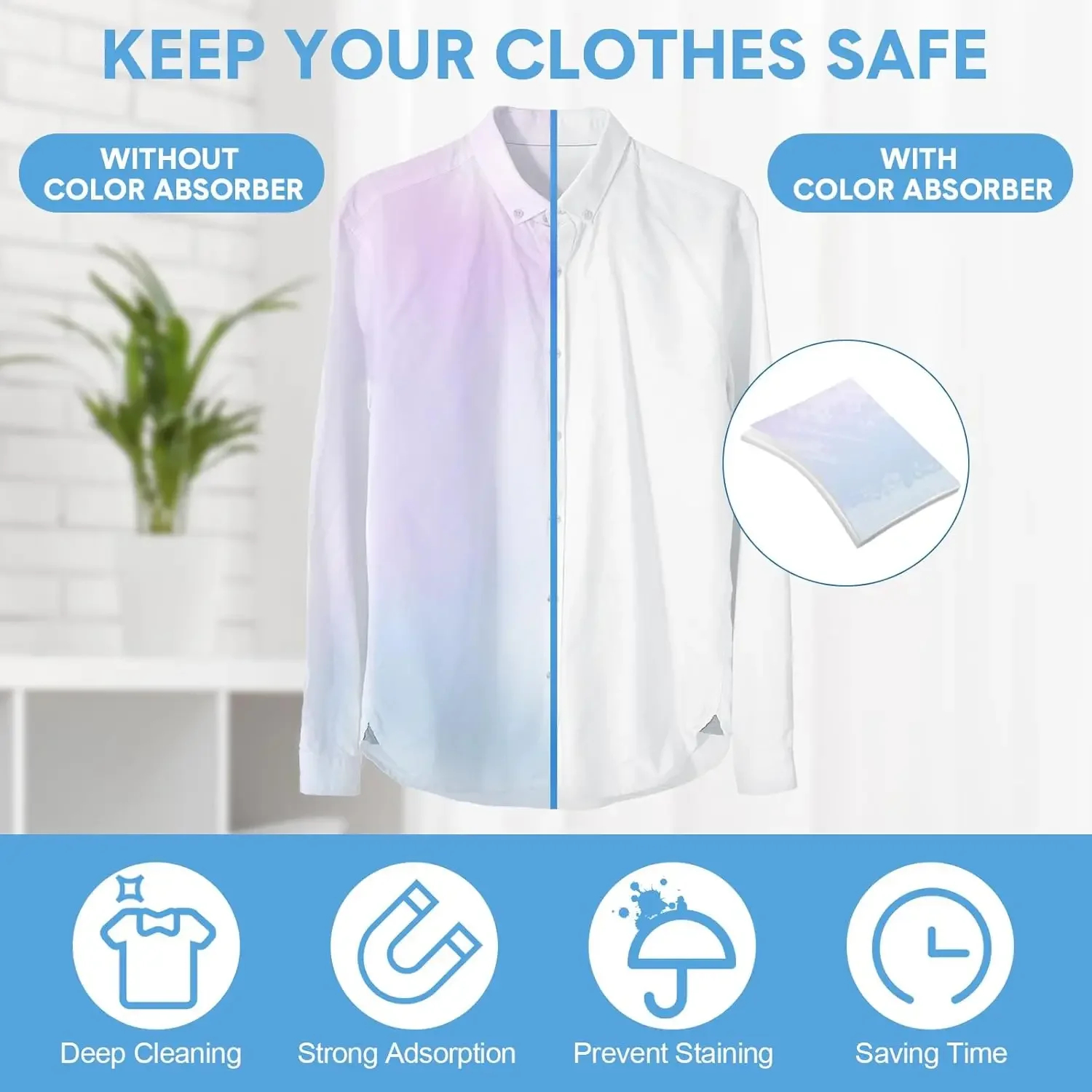 Papel absorbente de Color para lavandería, tabletas de lavandería antiteñazos para lavadora, ropa limpia, hojas receptoras de Color - imagen 2