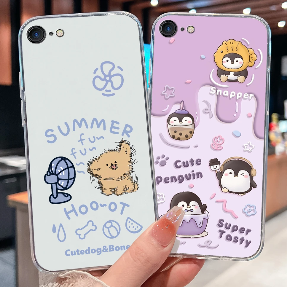 Para iPhone 7 Plus 8 Plus / iPhone SE 2020 2022 funda de teléfono encantador conejo de dibujos animados suave TPU transparente silicona parachoques ligero - imagen 2