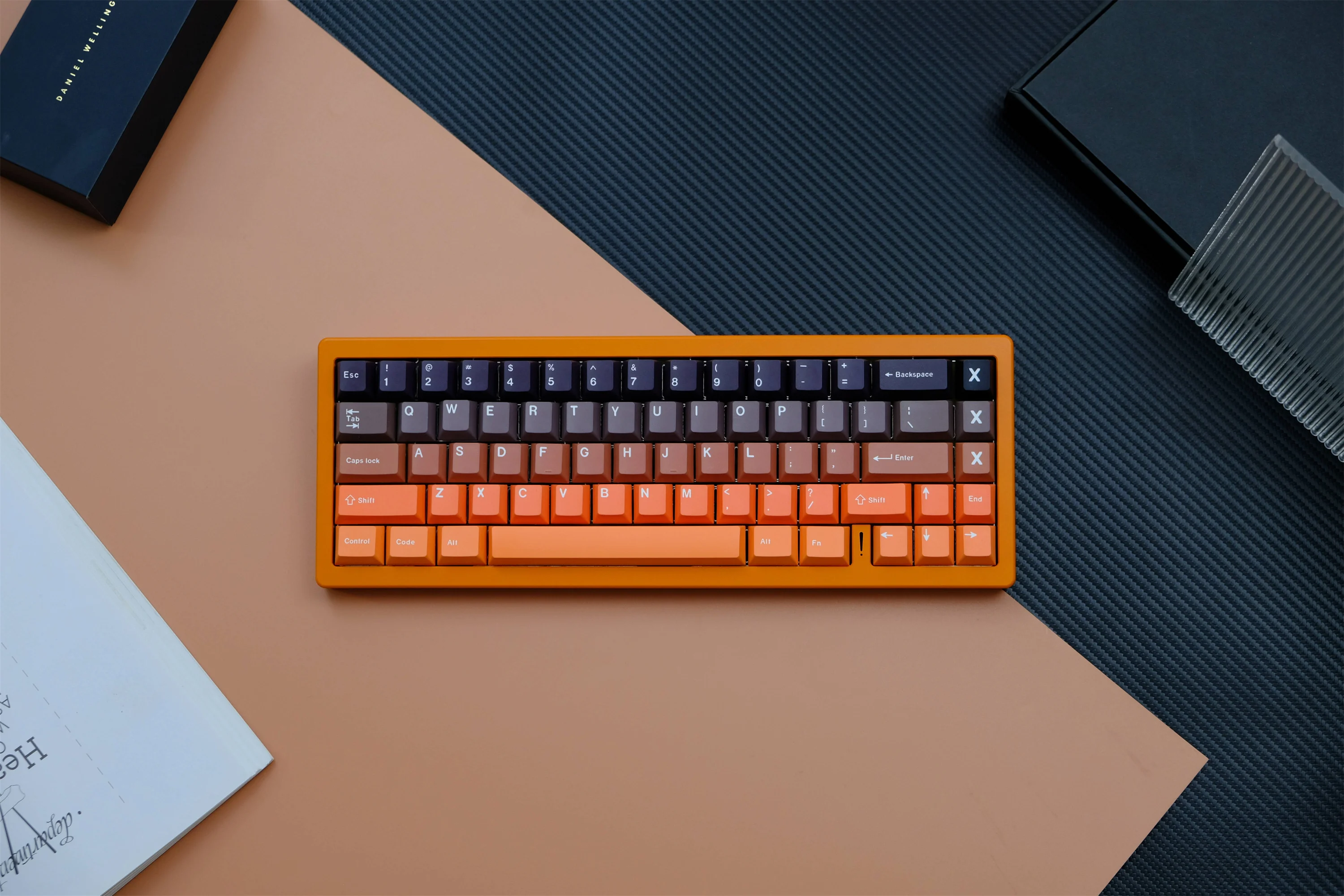 Teclas con degradado de puesta de sol, teclas PBT de 147 teclas, perfil de cereza, tinte-SUB personalizado para teclado mecánico