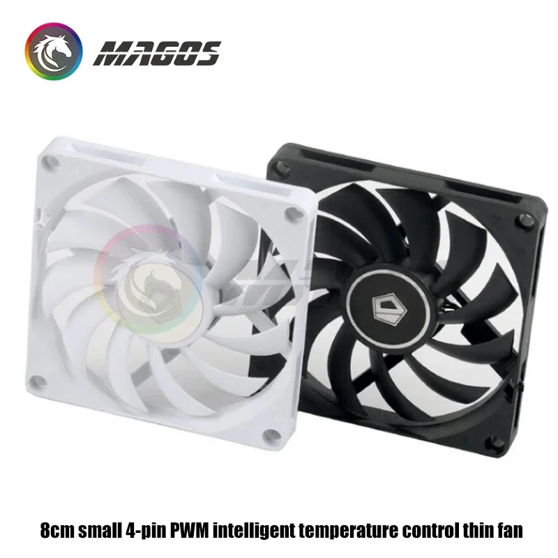 8010 Ventilador con caja de 80 mm Ultra delgado, blanco/negro, Control de temperatura PWM ultrafino de 10 mm Ventilador de enfriamiento de CPU de computadora de 8 CM, - imagen 2