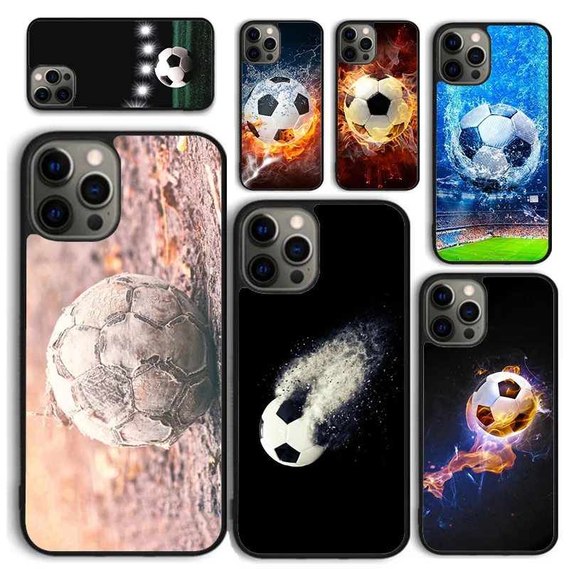 Funda de teléfono con balón de fútbol para iPhone 17 Air 16 Coque 15 14 12 13 PLUS 11 PRO MAX, carcasa trasera
