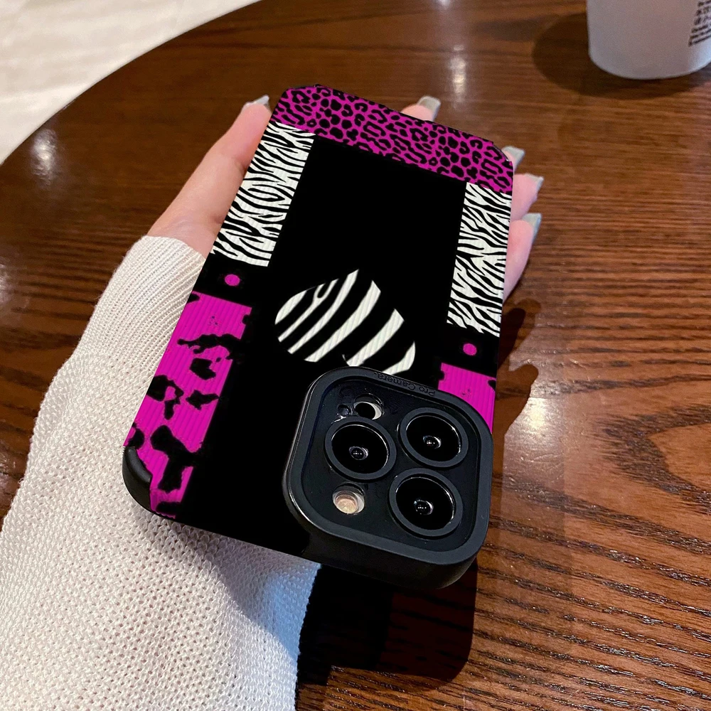 Funda de silicona con forma de corazón de amor y leopardo púrpura para iPhone 13, 11, 12, 14, 15 Pro Max Mini SE 7, 8 Plus X XS XR, cubierta completa a prueba de golpes - imagen 4