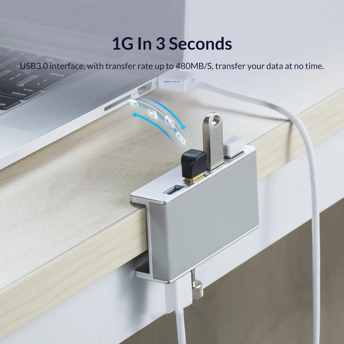 Concentrador de puertos USB 3,0 6 en 1, estación de acoplamiento con Clip, adaptador multidivisor de 5Gbps, adaptador de alta velocidad para PC, portátil, Macbook Pro - imagen 3