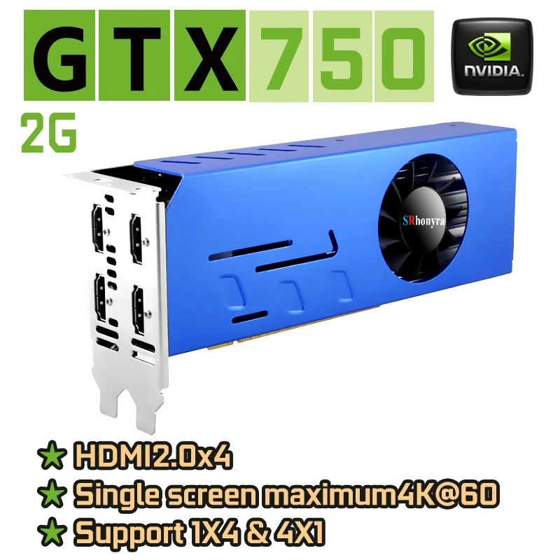 Tarjeta gráfica multimonitores SRhonyra GeForce GTX1660S 1050 1050Ti 750 750Ti, empalme de pantalla de tarjeta de vídeo 4K de 4HDMI GDDR5 4K