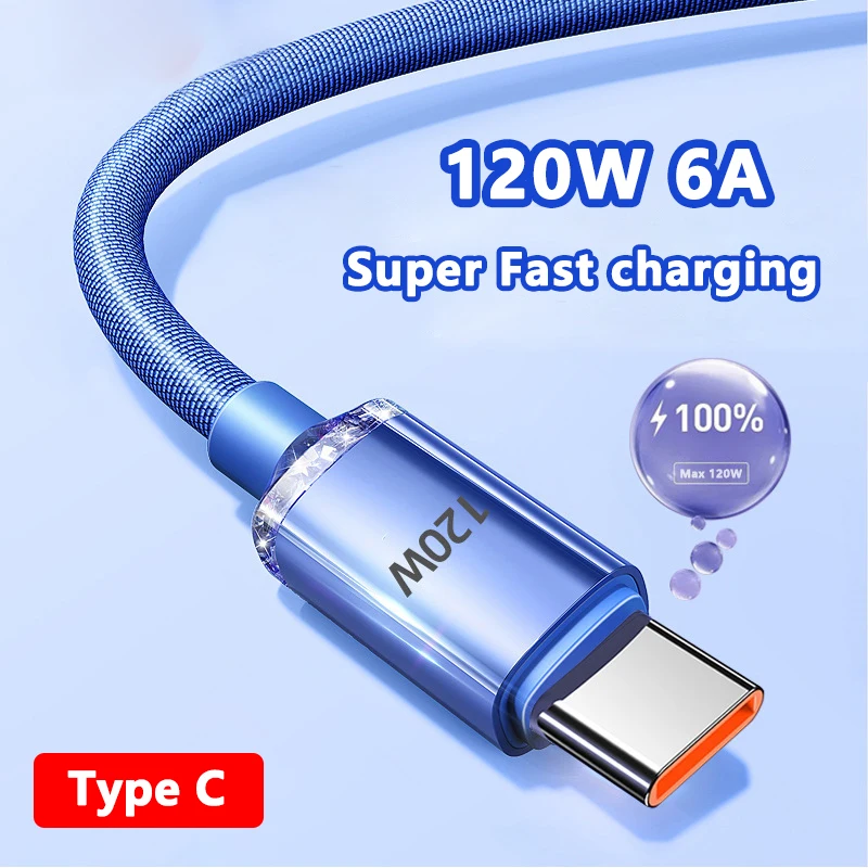 Cable de datos de carga rápida USB tipo C, 120W, 6A, para Samsung S23, S22, Xiaomi 13, Redmi, Huawei P40, cargador de teléfono, Cable de transferencia de datos USB C - imagen 2