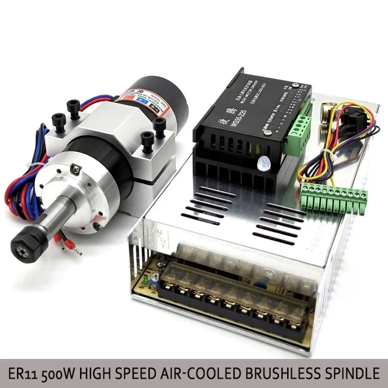 ER11/ER16 pinza 55mm PCB 500W / 300W Motor de husillo sin escobillas refrigerado por aire máquina de grabado 48V 12000R controlador de fuente de alimentación + abrazadera - imagen 2