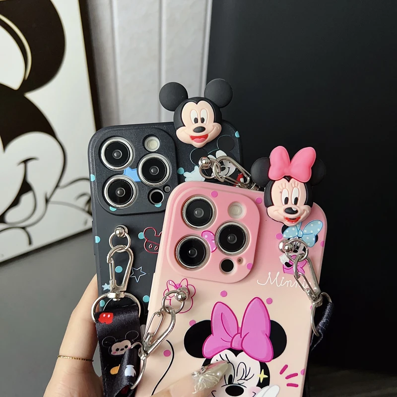 Para iPhone 16 15 14 13 12 11 XR Xs 8 7 6 Pro Max mini Plus e Wink Minnie Funda con cuerda de soporte - imagen 5