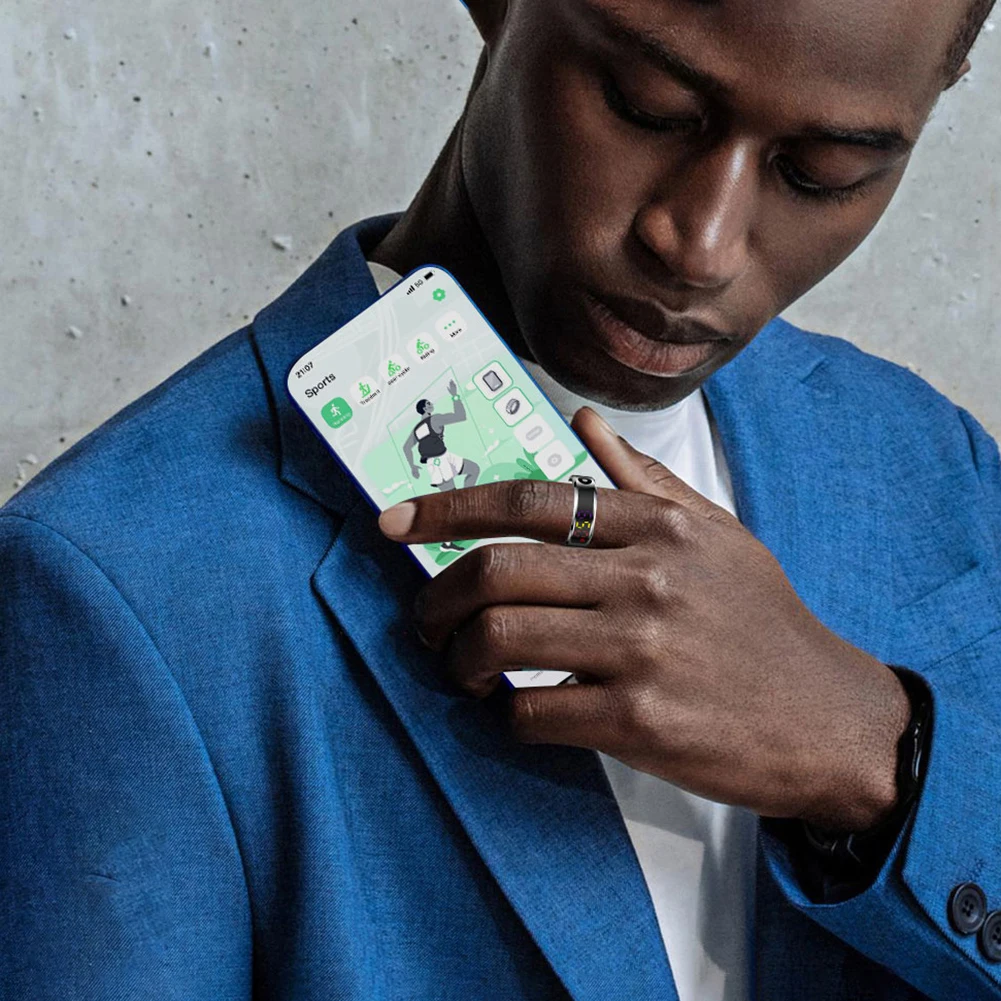 Anillo inteligente con pantalla de visualización y monitor táctil de fitness y sueño Anillo de fitness de carga inalámbrica para hombres y mujeres para Android e iOS - imagen 3