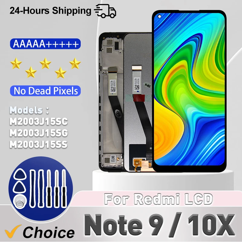 Pantalla LCD de 6,53 pulgadas para Xiaomi Redmi Note 9 M2003J15SG, piezas de repuesto de digitalizador táctil para Redmi 10X, M2003J15SC