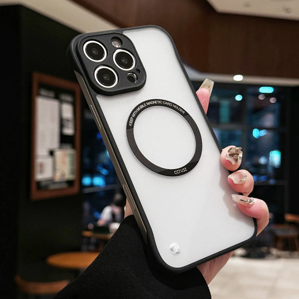 Funda de teléfono sin marco translúcida magnética ultradelgada para iPhone 13 14 15 16 Pro Max protección de cámara cubierta de carga inalámbrica - imagen 2