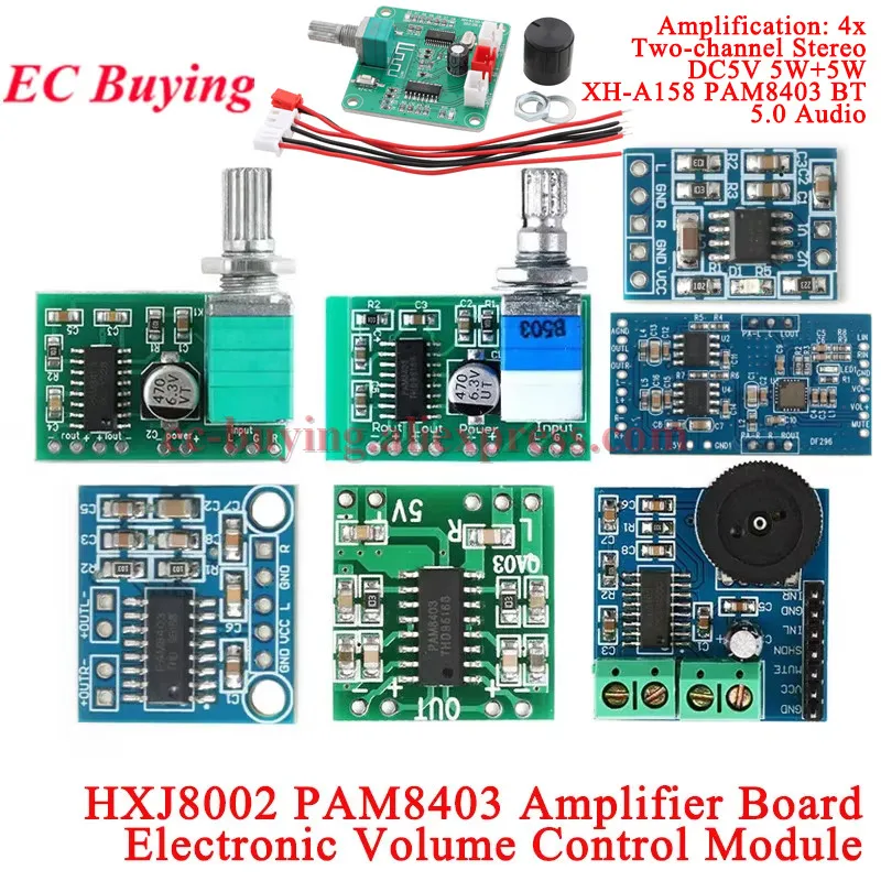 Módulo de placa amplificadora PAM8403, Mini 2,5 V a 5V, 2x3W, potencia Digital, Audio, Clase D, 2 canales, 3W, Control de volumen, USB, HXJ8002, 1 ud.-5 uds.