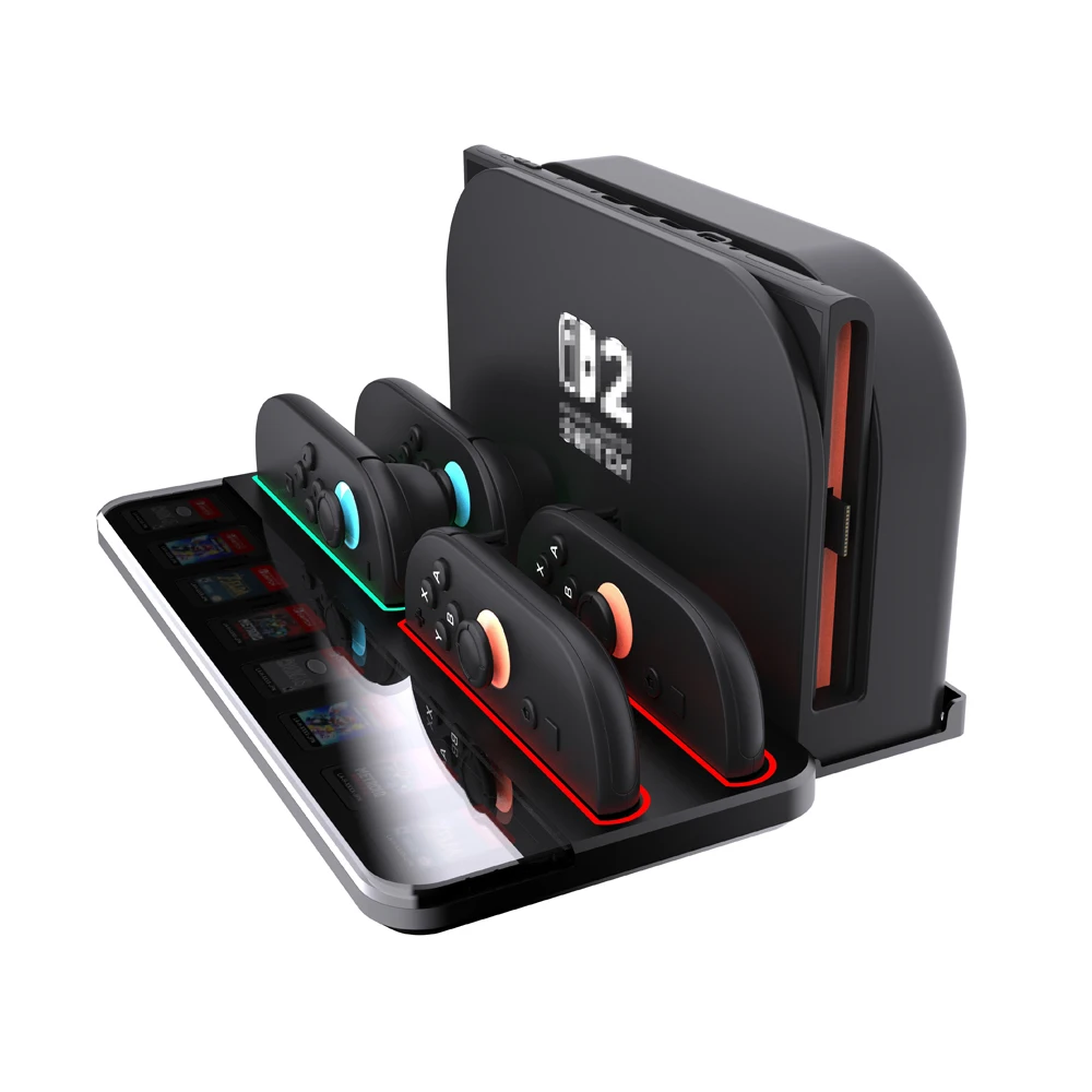 Estación de carga RGEEK para accesorios NS2 Switch 2, 4 puertos de cargador, almacenamiento de 8 ranuras para tarjetas y indicadores LED - imagen 2
