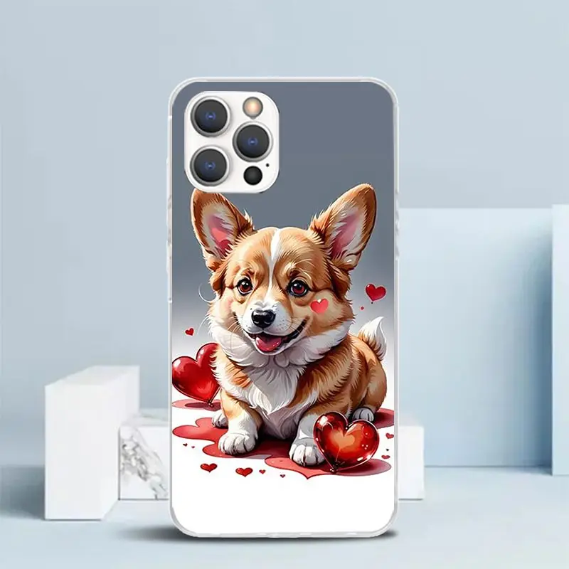 Precioso cachorro corazón perros funda de teléfono de silicona para iPhone 17 16 16E 15 Pro Max 14 Plus 11 13 Mini 12 7 8 SE Air 17Pro funda She - imagen 3