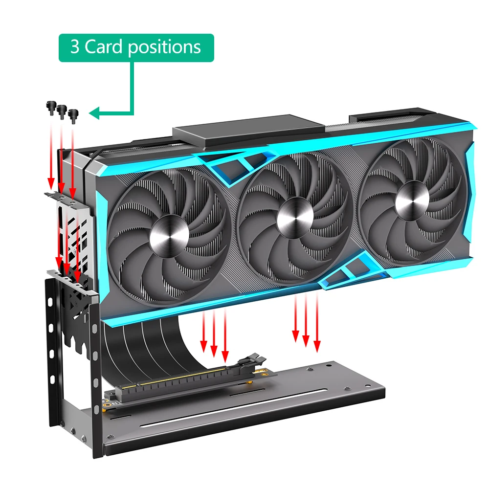 Soporte de montaje vertical para GPU, soporte para tarjeta gráfica de 3 ranuras con hardware, base para eGPU, estación de acoplamiento para GPU externa, negro - imagen 3