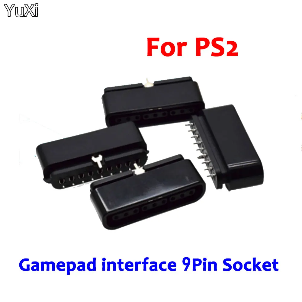 YUXI-conector hembra de 90/180 grados para consola PS2, 1 piezas, color negro, 9 pines, ranura para enchufe, accesorio para playstation 2