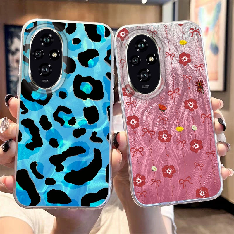 Para Honor 400 Lite 200 Pro 200 Lite 5G cubierta de teléfono dibujos animados gato leopardo estampado patrones moda suave TPU parachoques para Honor 400 Lite - imagen 3