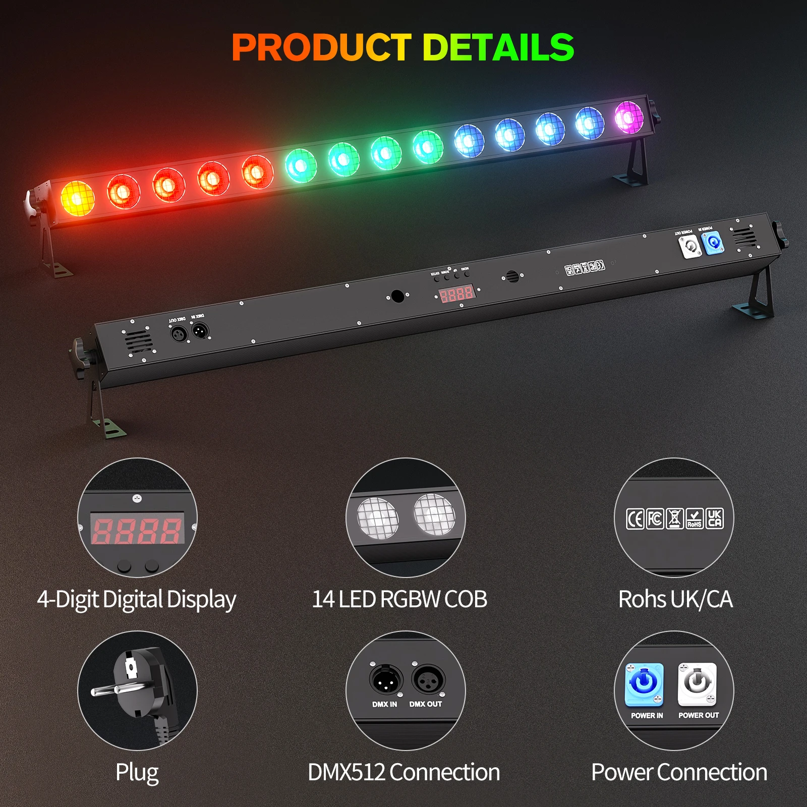 U'King 14X20W RGBW COB barra de luz de escenario píxeles de matriz de alta potencia luces de pared DMX512 luces estroboscópicas de DJ para fiesta show Bar KTV - imagen 5