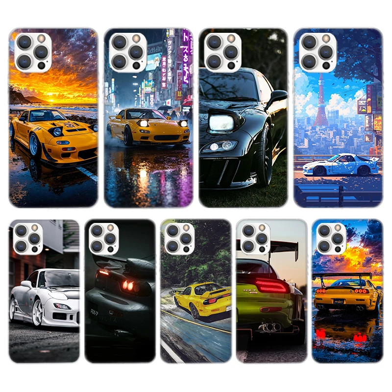 JDM Car RX7 Cool Silicon Call Phone Case para iPhone 11 12 Mini 13 Pro X XS Max XR 7 8 Plus 6 6S 5 5S SE 2020