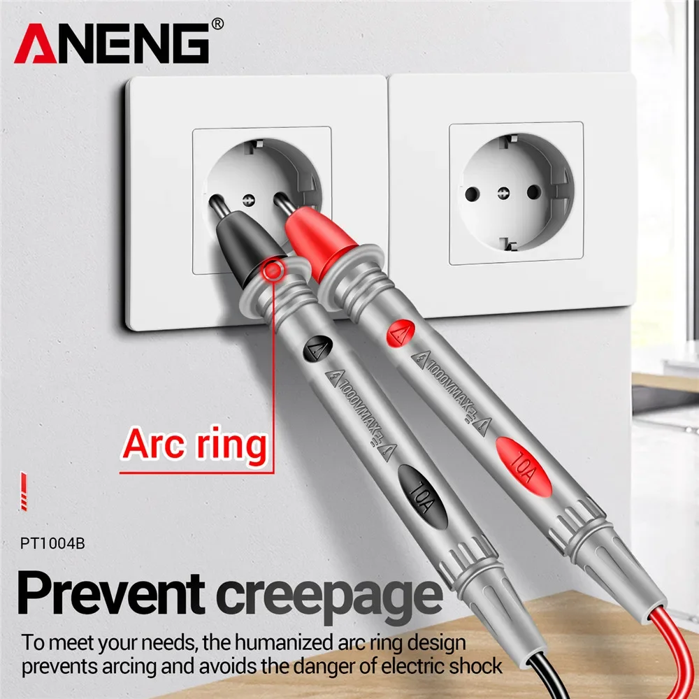ANENG multímetro Digital pluma de prueba cables de sonda 1000V 10A punta de aguja Universal PT1004B herramientas de soldadura resistentes al calor anti-quemaduras - imagen 2