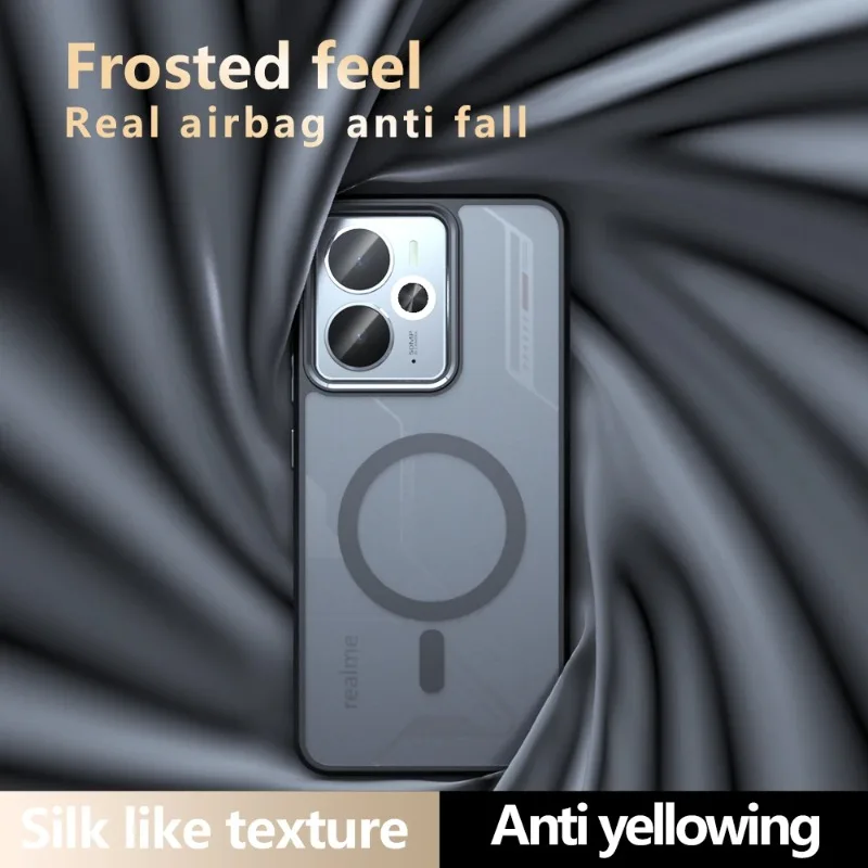 Para Realme 14 5G funda Magentic Magsafe parachoques acrílico mate para Realme14 14 T carga inalámbrica PC dura + marco de TPU funda esmerilada - imagen 5