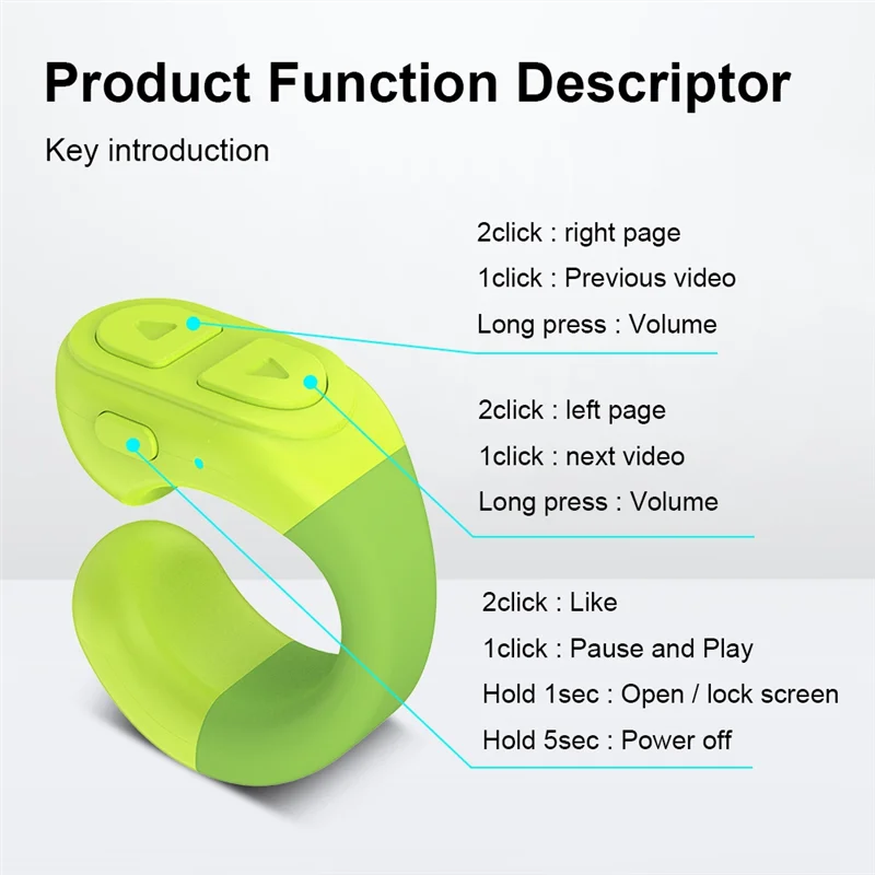 AM-Scrolling Ring remoto Bluetooth Page Turner Clicker con estuche de carga Digital para teléfono Kindle IOS Android - imagen 5